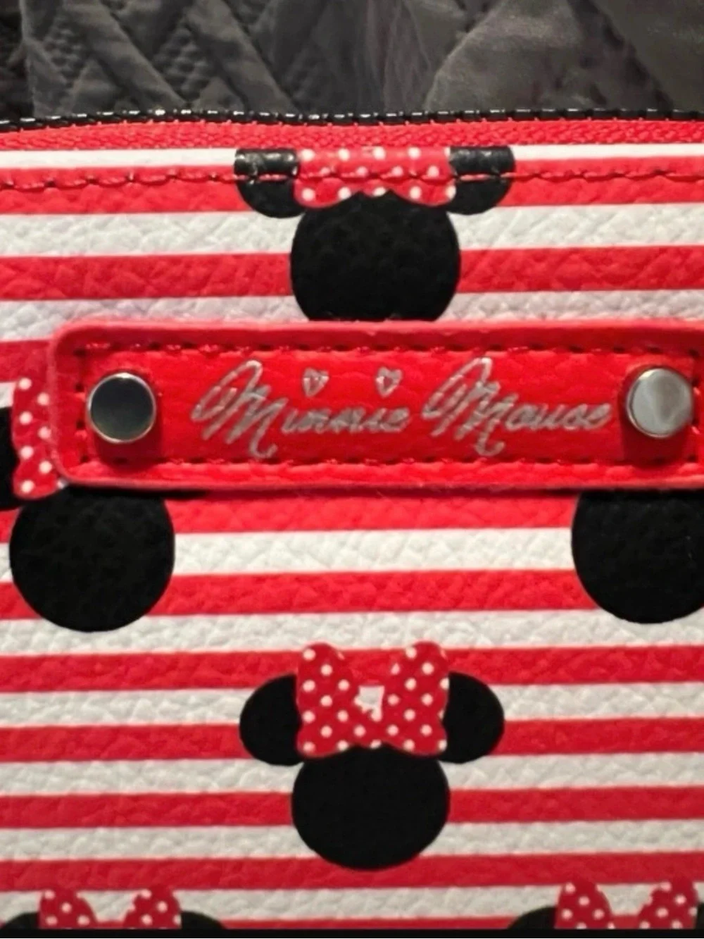 Disney Red and Black Minnie Mouse Stripe Wristlet